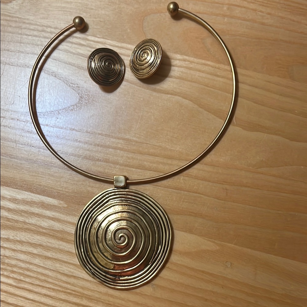 Gold Necklace and Earring Set